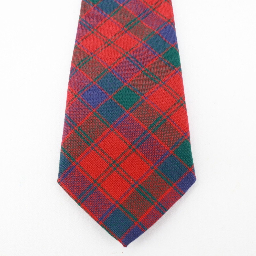 Ingles Buchan Tie Men Red Blue Green Plaid Wool Classic Scotland